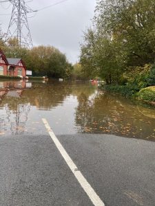 Road in Wednesbury flooded