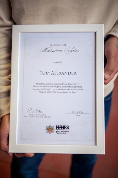 Tom Alexander's Certificate of Congratulations